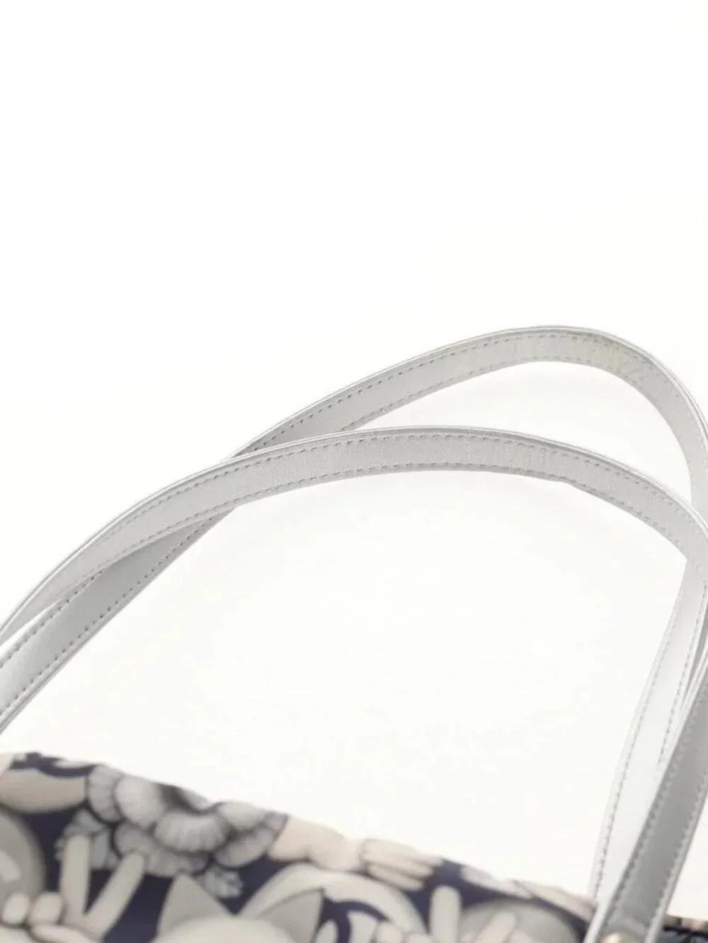 CHANEL COCO Mark Tote Bag Nylon Navy Gray CC Auth 145888V